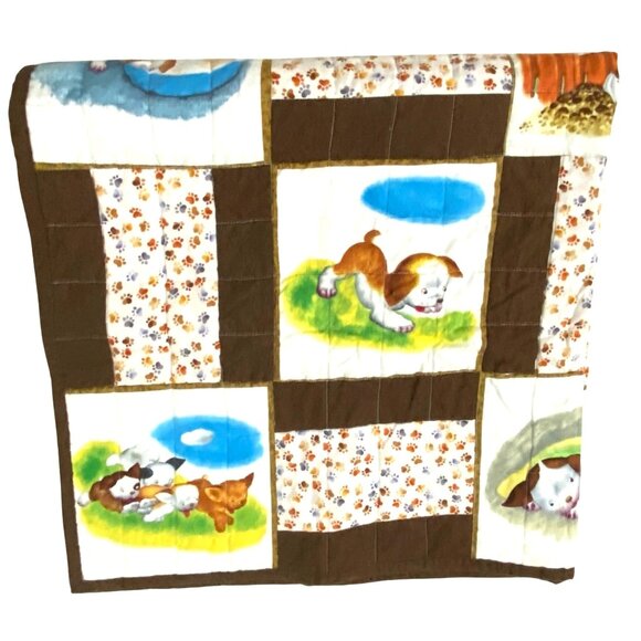Handmade Poky Little Puppy Baby Toddler Quilt Throw Blanket 38" x 37" Kids Theme - Picture 4 of 6
